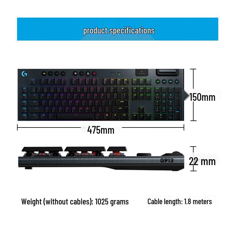 Logitech G913 Wireless RGB Mechanical Gaming Keyboard