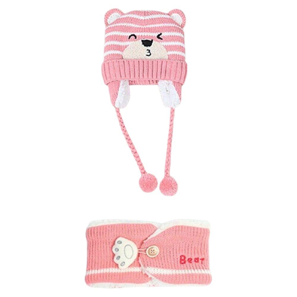 Winter Boys Girl Toddler Baby Baby Beanie Cap Bear Earmuff Neck Scarf Kids Hat Scarf Set