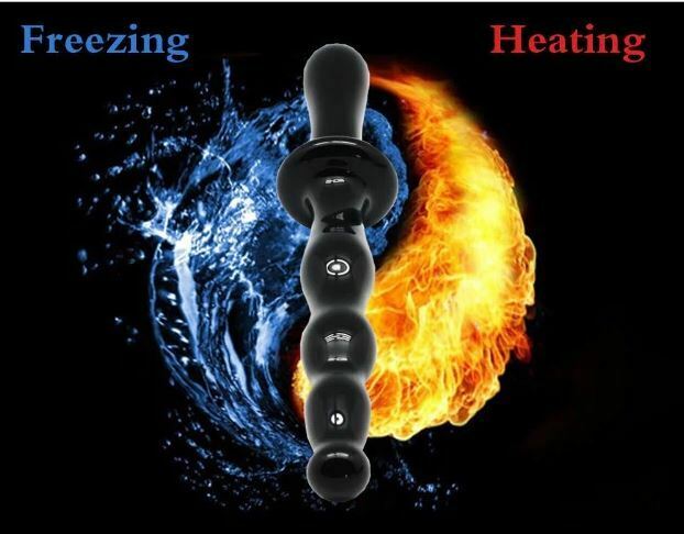 Black Glass Anal Beads Butt Plug Double Ended Dildo Fetish Anal Balls & Beads