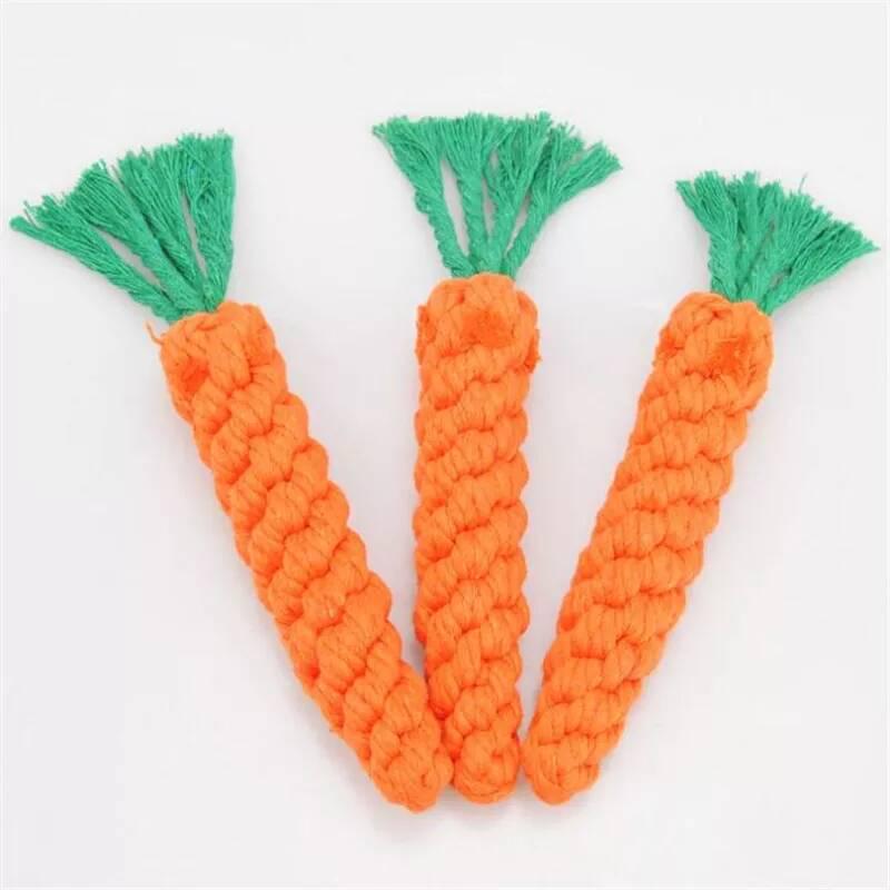 Pet Chew Toys Cotton Rope Knot Carrot Toy Pet Teeth Clean