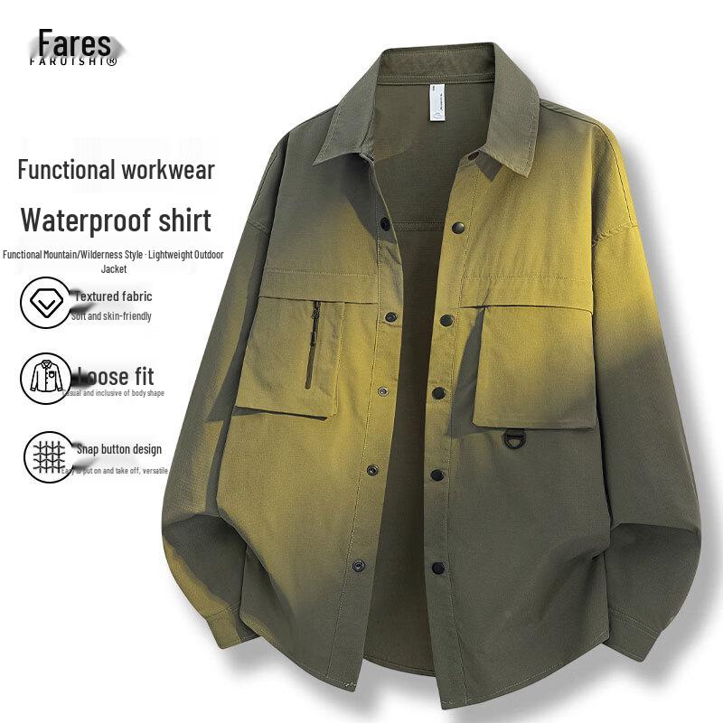 Мужская водонепроницаемая повседневная рубашка-куртка в стиле techwear Faraes