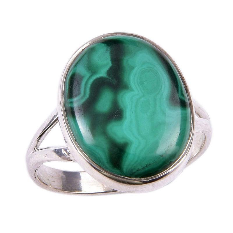 Кольцо из стерлингового серебра 925 пробы с натуральным малахитом, размер 9 B1j94
