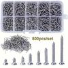 800Pcs Self Tapping Wood Screws Set, M2 Flat Head Sheet Metalscrew, Self Tapping Screws Assortment Kit