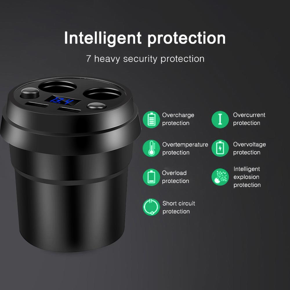 Автомобильное зарядное устройство 2 USB DC/5V 3.1A адаптер питания для прикуривателя разветвитель для телефона со светодиодным дисплеем напряжения автомобильные аксессуары