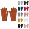Knitted Gloves For Warm Outdoor Use, Solid Color With Fleece And Windproof Yarn Gloves For Cycling