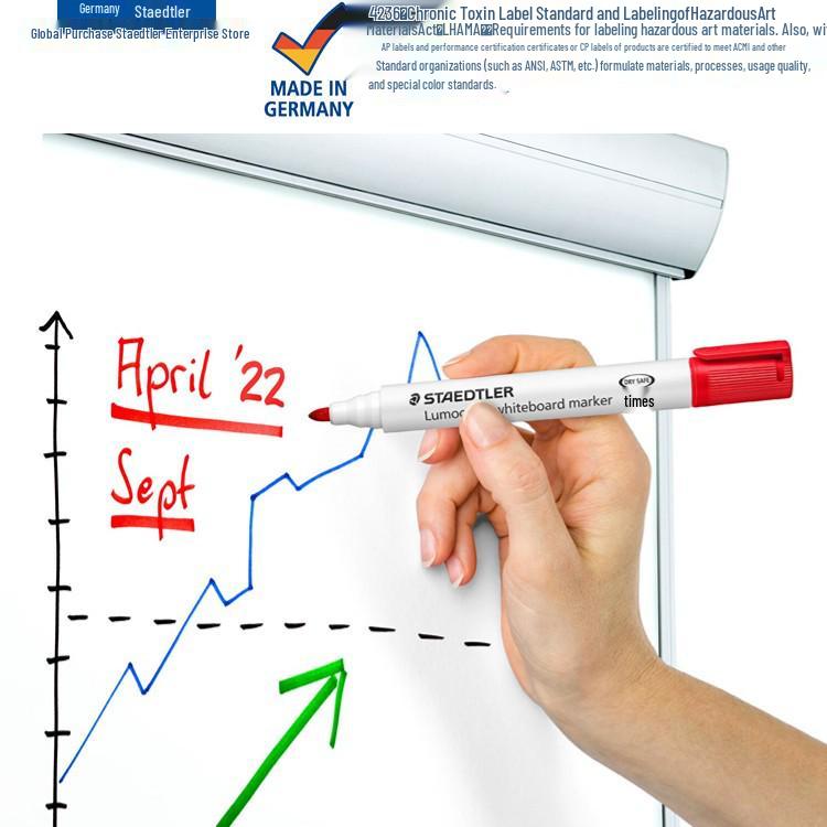 Staedtler Erasable Nontoxic Bold Tip Color Markers – Red, Blue, Black, Orange, Green, Purple (for Kids, Whiteboard Use)