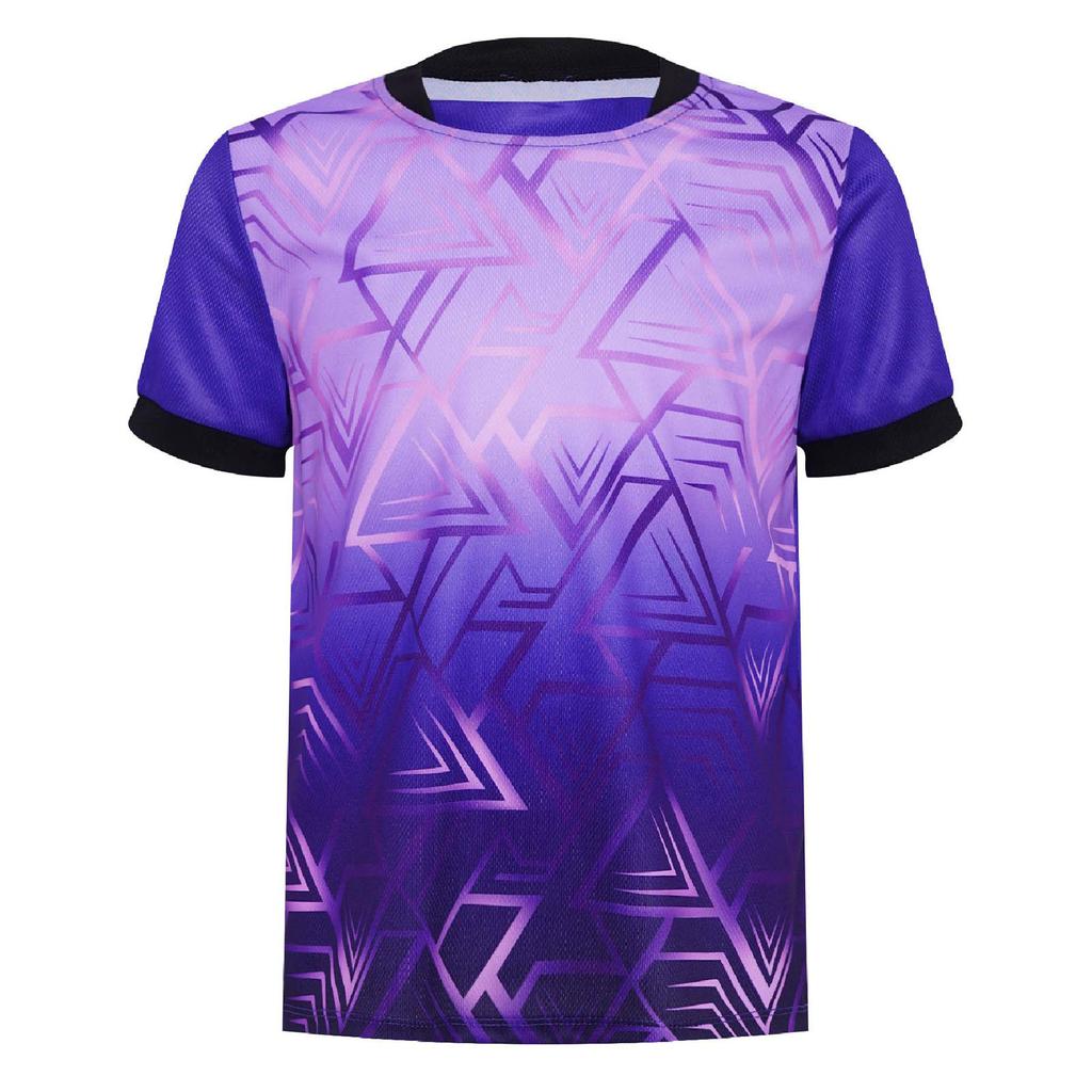 Boys Geometric Print Sports T Shirt Round Neck Short Sleeve Football Basketball Costume Top