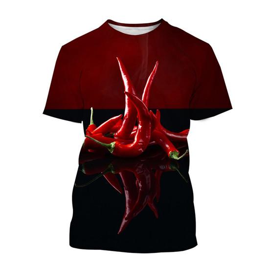 Chili Vegetable 3D Print T-shirt Streetwear Men Women Summer Short Sleeve T Shirts Oversized Harajuku Tees Tops Kids Clothing