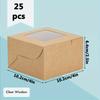 25 шт. Прямоугольные подарочные пакеты, коробки для тортов, одноразовые коробки для выпечки, коробки для выпечки с окошком для демонстрации, подходят для тортов, кексов, печенья, десертов, пончиков