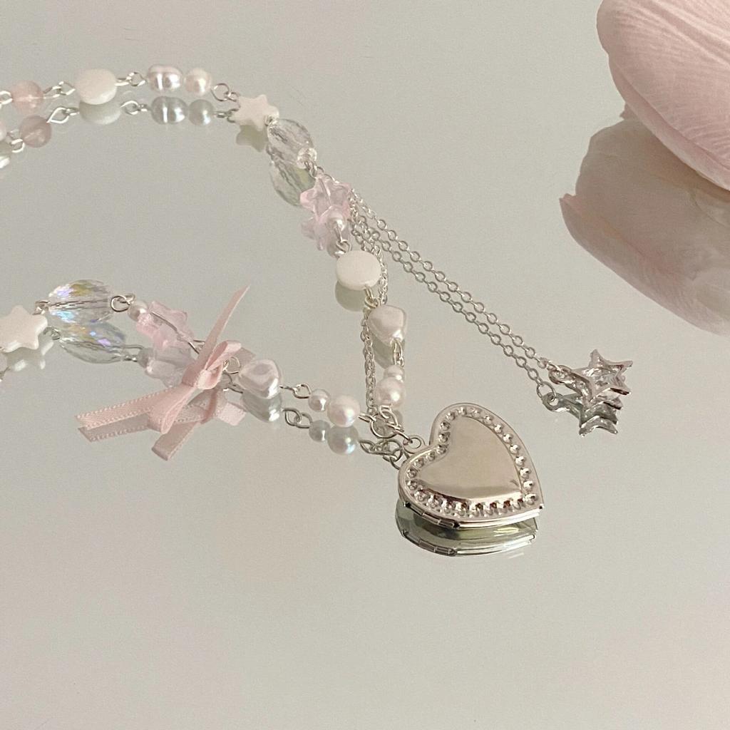 Модное ожерелье с розовым бантом и сердцем из бисера, подвеска в виде звезды, ожерелье, ювелирные аксессуары для дня рождения
