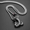 New Exaggerated Horror Cobra Pendant Necklace for Men's Fashion Red Crystal Inlaid Metal Pendant Accessory Party Jewelry