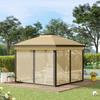 Folding Tent, 3.3 x 3.3 m, Double Roof, 4 Mosquito Nets, Carry Bag, Anti-UV, Beige