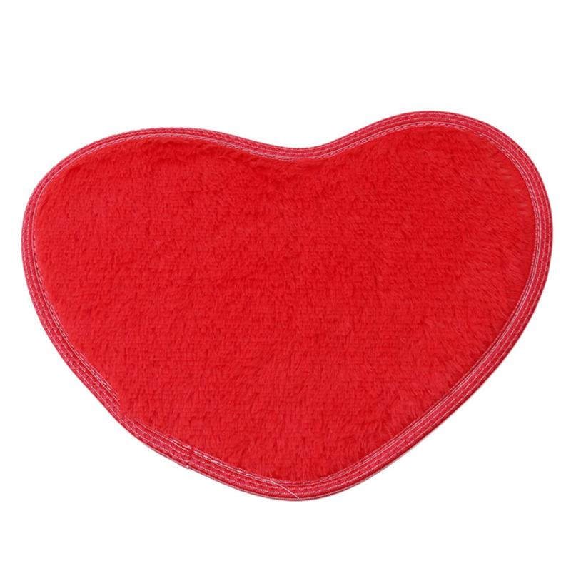 26*37cm Love Heart Shaped Doormat Non-Slip Soft Push Floor Mat Bathroom Floor Area Rug For Living Room Mats Faux Shaggy Carpets