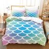 Laser Gradual Change Fish Scale 3D Digital Printing Three-Piece Set, Quilt Cover Pillowcase