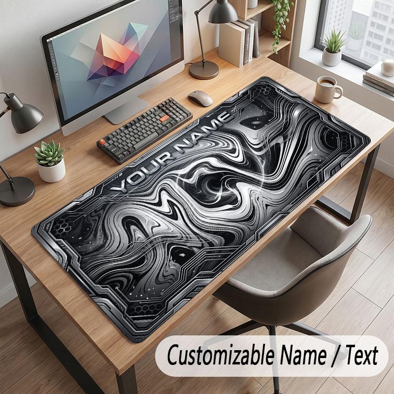 Abstract Geometric Theme Customized Mouse Pad Personalized Print Name Text Desk Mat For Home Office Table Decor