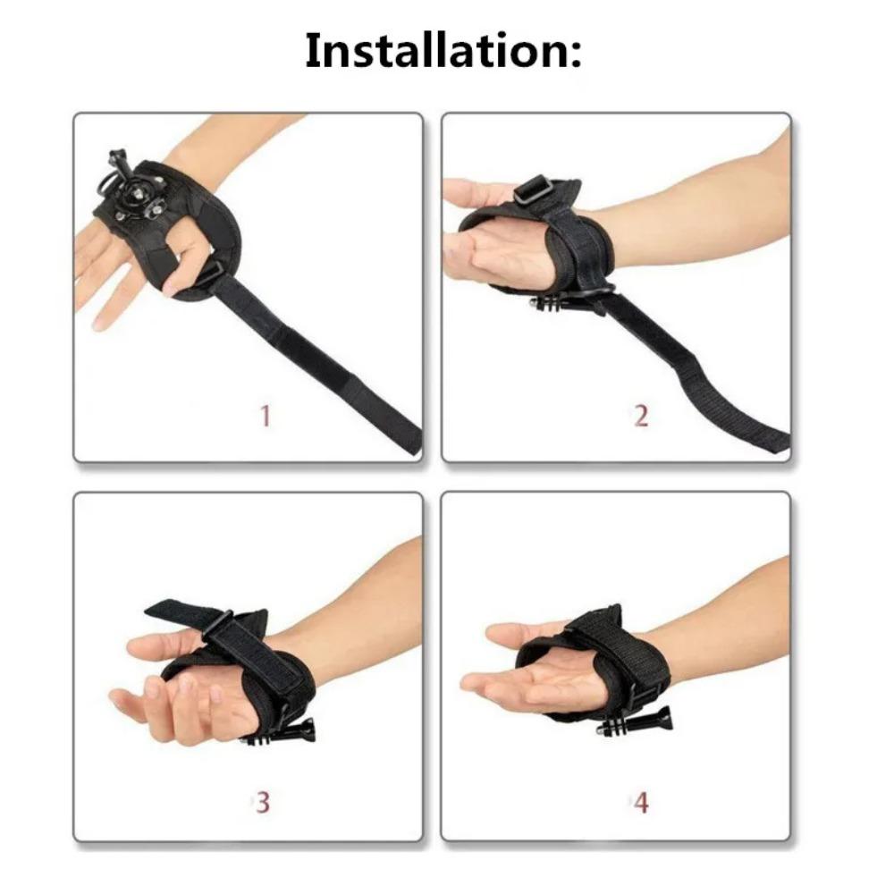 360 Degree Rotation Wrist Hand Strap Mount For GoPro 13 12 11 10 9 DJI Osmo Action 5 Pro 4 Adjustable Portable Camera Glove Shooting Accessories