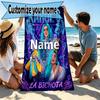 Custom Name Personalized Karol G Print Beach Towel, for Trip Camping Beach Party Home Decor, Birthday Gift for Family & Friends