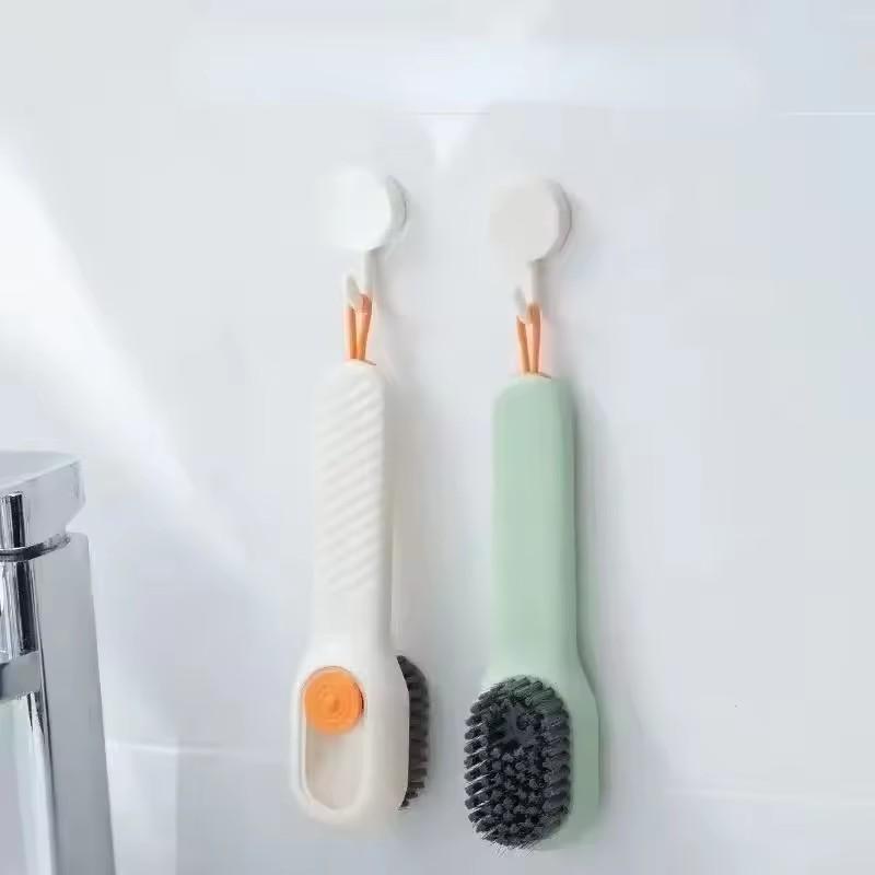 1/2Pcs Multifunction Cleaning Shoe Brush Soft Automatic Liquid Shoe Brush Long Handle Clothes Soap Brush with Hook Clean Tool