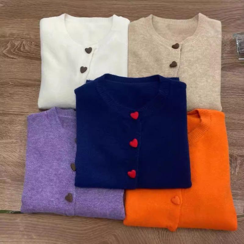 Осень и зима новый свободный и тонкий кардиган с круглым вырезом и принтом «любовь», вязаный, женский, ленивый ветер, свитер, куртка, топ