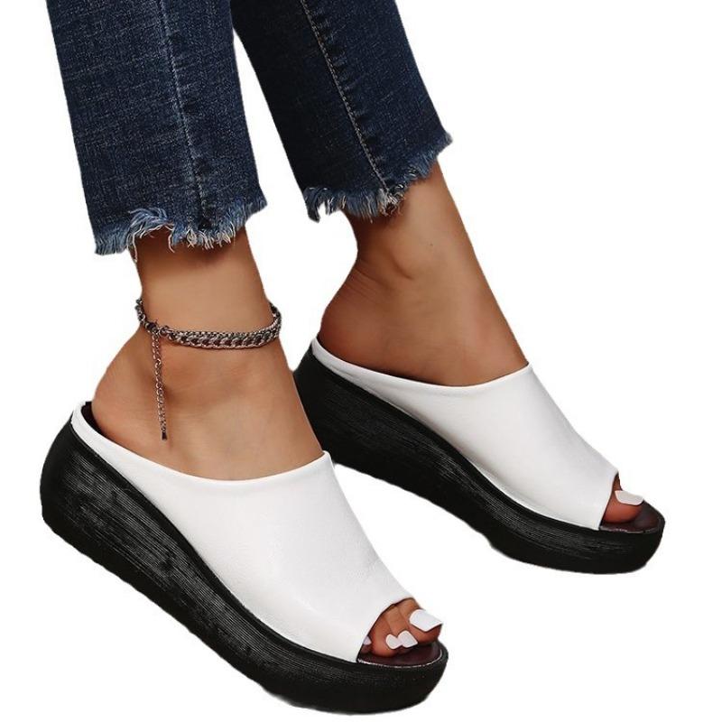 Тапочки большого размера с рыбьим ртом на танкетке, летние, новые, импортные, классные, женские, производитель