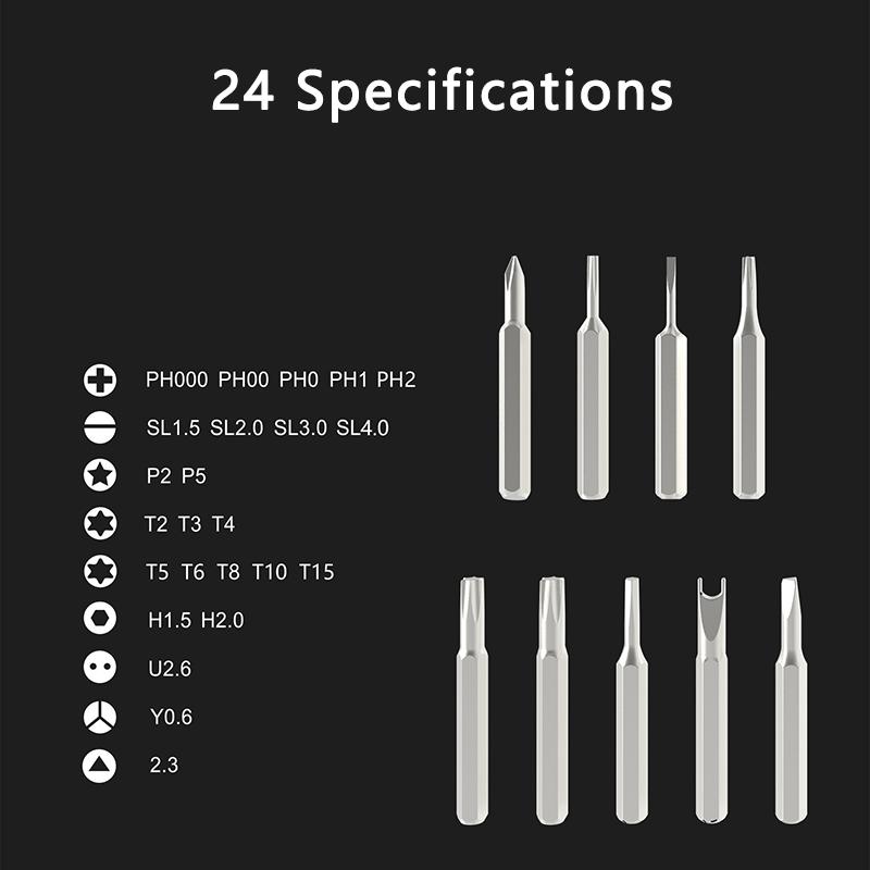 24 In 1 Multifunction Screwdriver Bit Set For Mobile Phone Watch Glasses Magnetic Mini Professional Stainless Steel Screwdriver