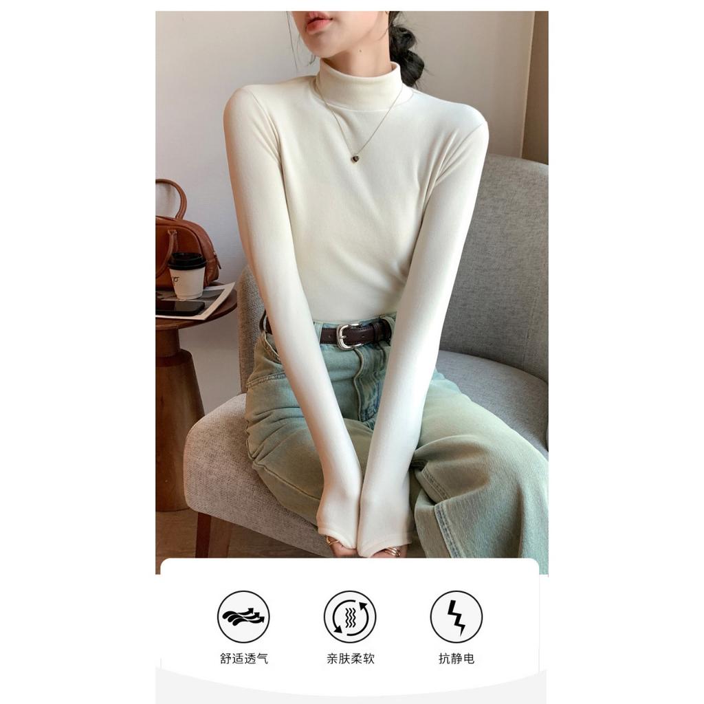 Базовая рубашка из двухстороннего немецкого бархата с полувысоким воротом для женщин, однотонная, с толстым бархатом внутри, теплая кофта с длинным рукавом