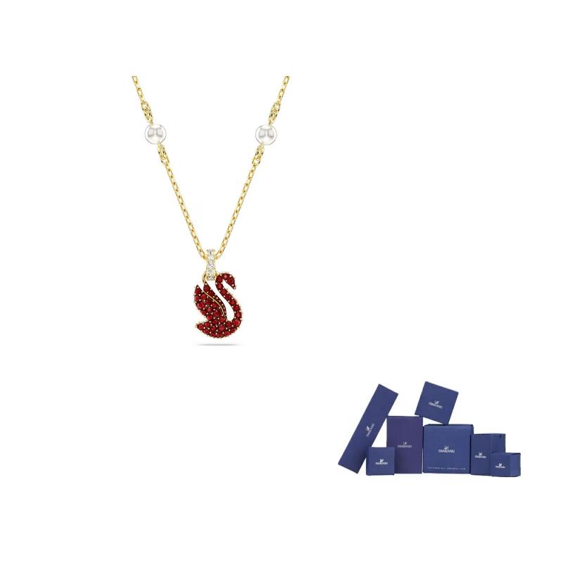 Swarovski Swan Necklaces Womens Gold/Red