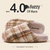 Thickened Autumn/Winter Plaid Stripe Cotton Slippers - Comfortable Unisex Homewear