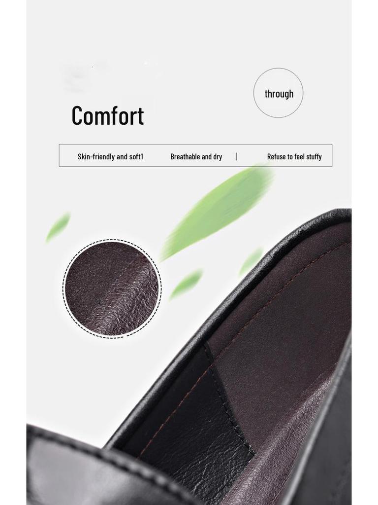 Мужские осенние деловые формальные кожаные лоферы - корейский стиль, дышащие, удобные, универсальные