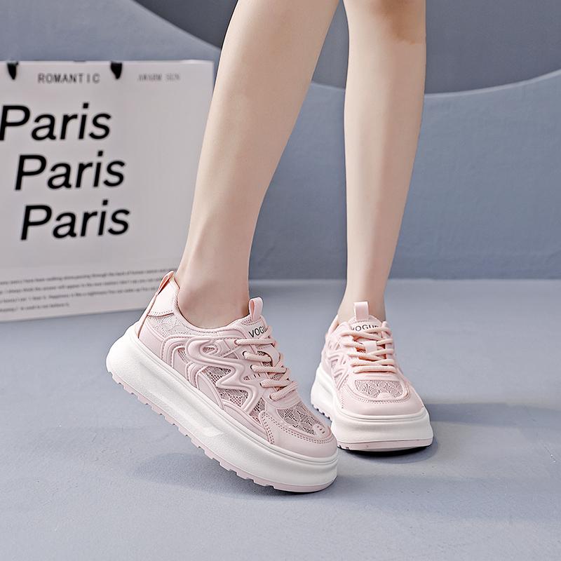 Новые летние модные универсальные женские туфли, повседневные спортивные туфли с толстой подошвой из дышащей сетки для студентов