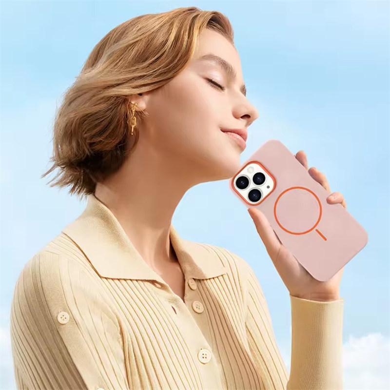 Роскошный чехол для телефона Magsafe из ТПУ кожи для iPhone 16 15 14 13 Pro Max с магнитной беспроводной зарядкой и противоударным покрытием из сплава