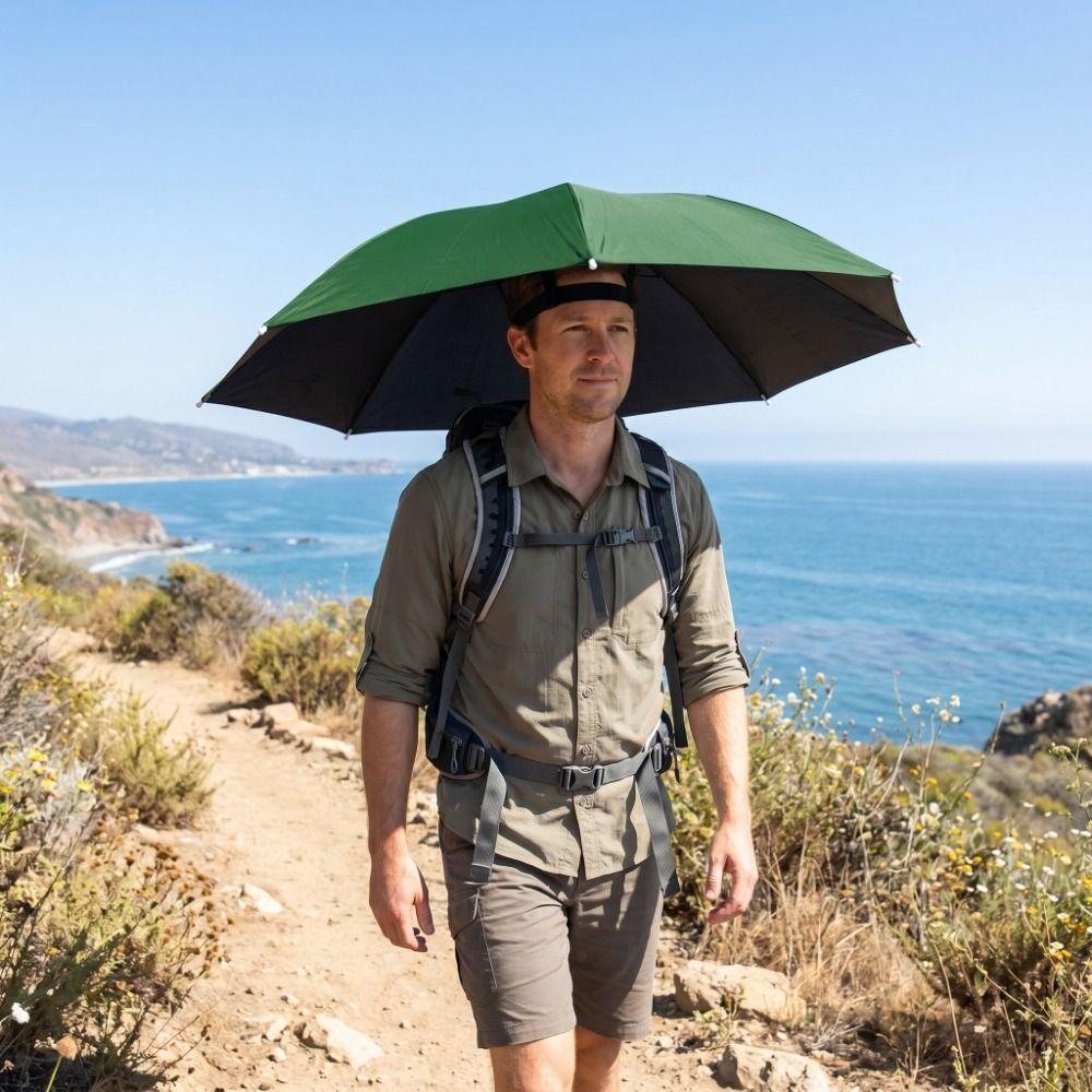 Windproof Portable Umbrella Hat Sunscreen Fishing Head Umbrella Rain Gear Head Umbrella Hat Hiking