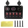 5 Gang LED Rocker Switch Panel For Marine Car Rv Vehicles Truck With Fuse 12/24V Outlet Dual USB Slot Socket Digital Voltage