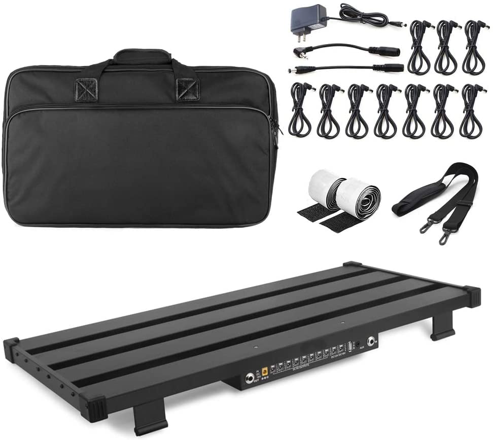 GOKKO Guitar Effector Board Pedal Board with Power Supply Detachable Durable and Durable Aluminum Alloy Ultra Light with Storage Bag (XL-650x300x65MM)