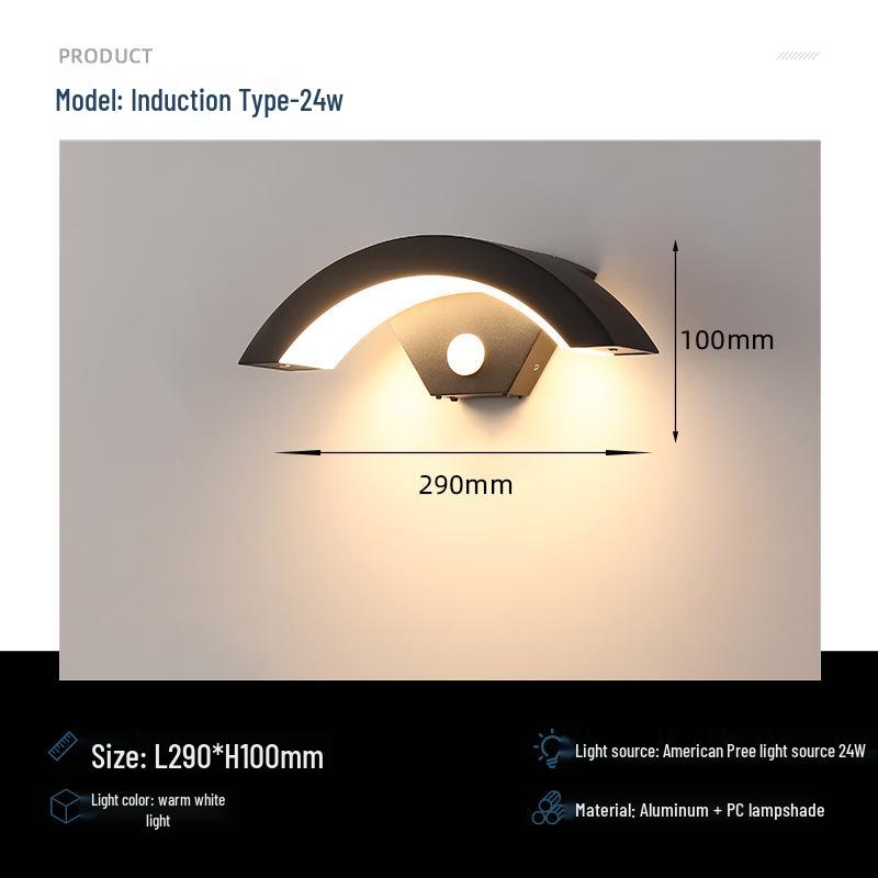 Водонепроницаемый современный минималистичный настенный светильник с датчиком движения для наружных лестниц и входов в виллы