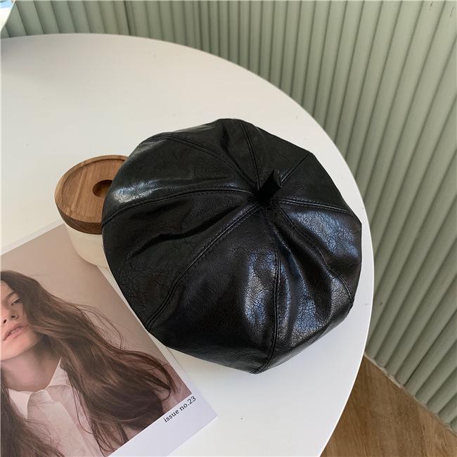 Осень и Зима Художественная Шляпа Британский Ретро Пу Берет Корейская Восьмиугольная Шляпа Тренд