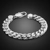 Fashion Men 100% 925 Sterling Silver Bracelet Solid Silver 10mm 20cm Curb Cuban Link Chain Bracelet Boy Jewelry