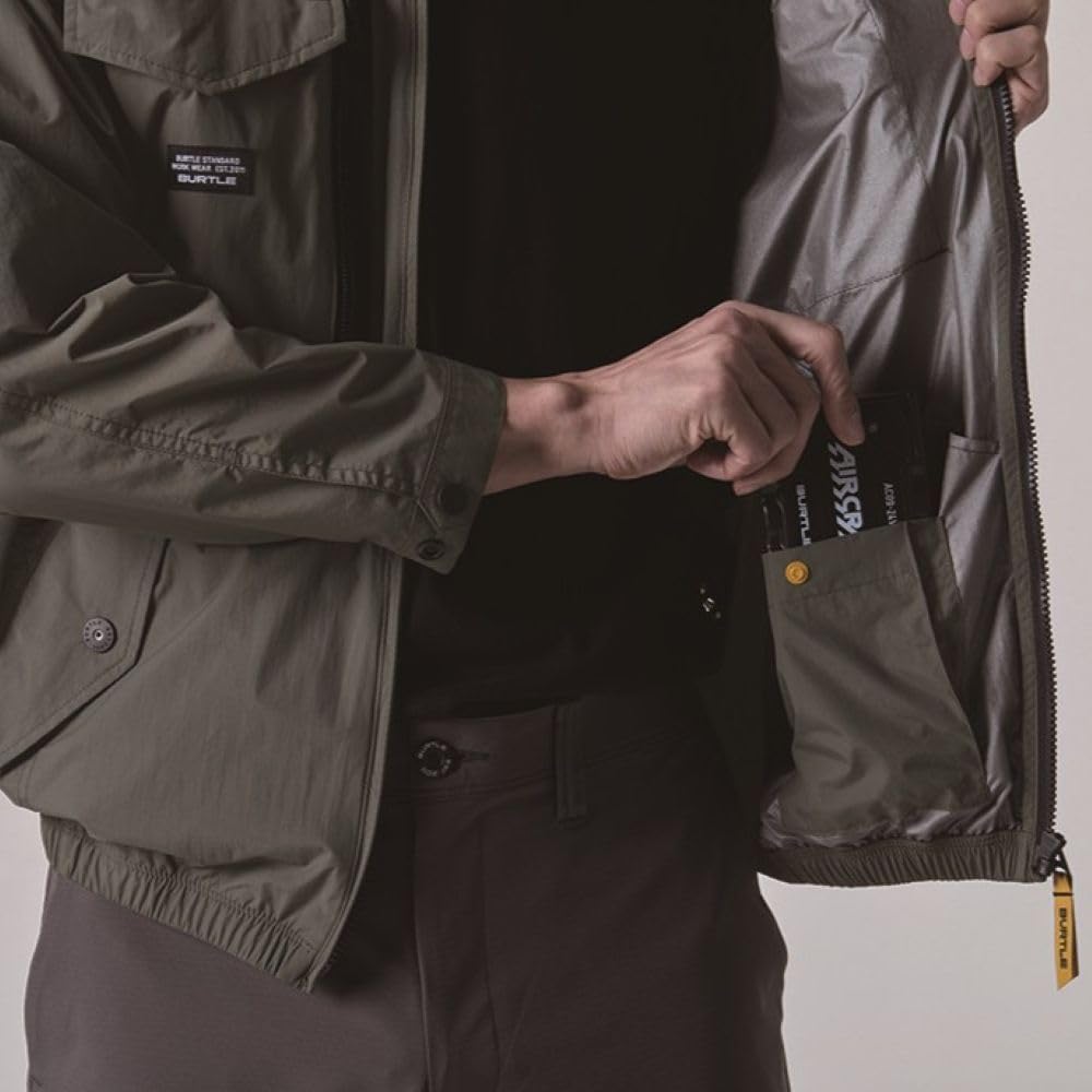BURTLE AC Tactical Blouson Fan-Equipped Air Conditioning Work Jacket Long Sleeve Hooded Black AC1151-35 Size L Men's