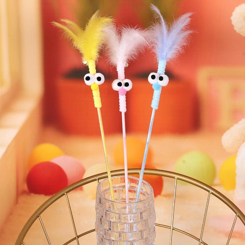 Big Eye Feather Bell Cat Teaser Wand Interactive Cat Play Toy