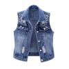 Ladies Spring and Summer Washed Short Denim Vest Personalized Sleeveless Slim Jacket