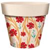[A2154] - Bamboo Plant Pot 'Flowers' Red Beige - 95x84 Mm