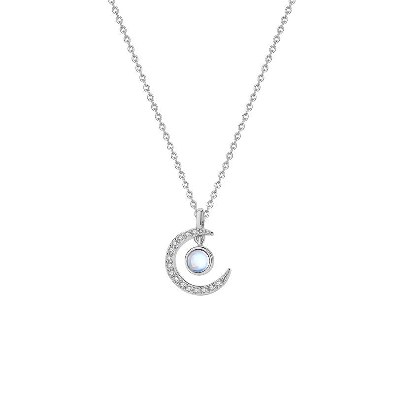 Moonstone Zircon Stone Moon Charm Necklaces Creative Elegant Look Clavicle Chain Gathering For Gathering Jewelry Women ChokerElegant Charm