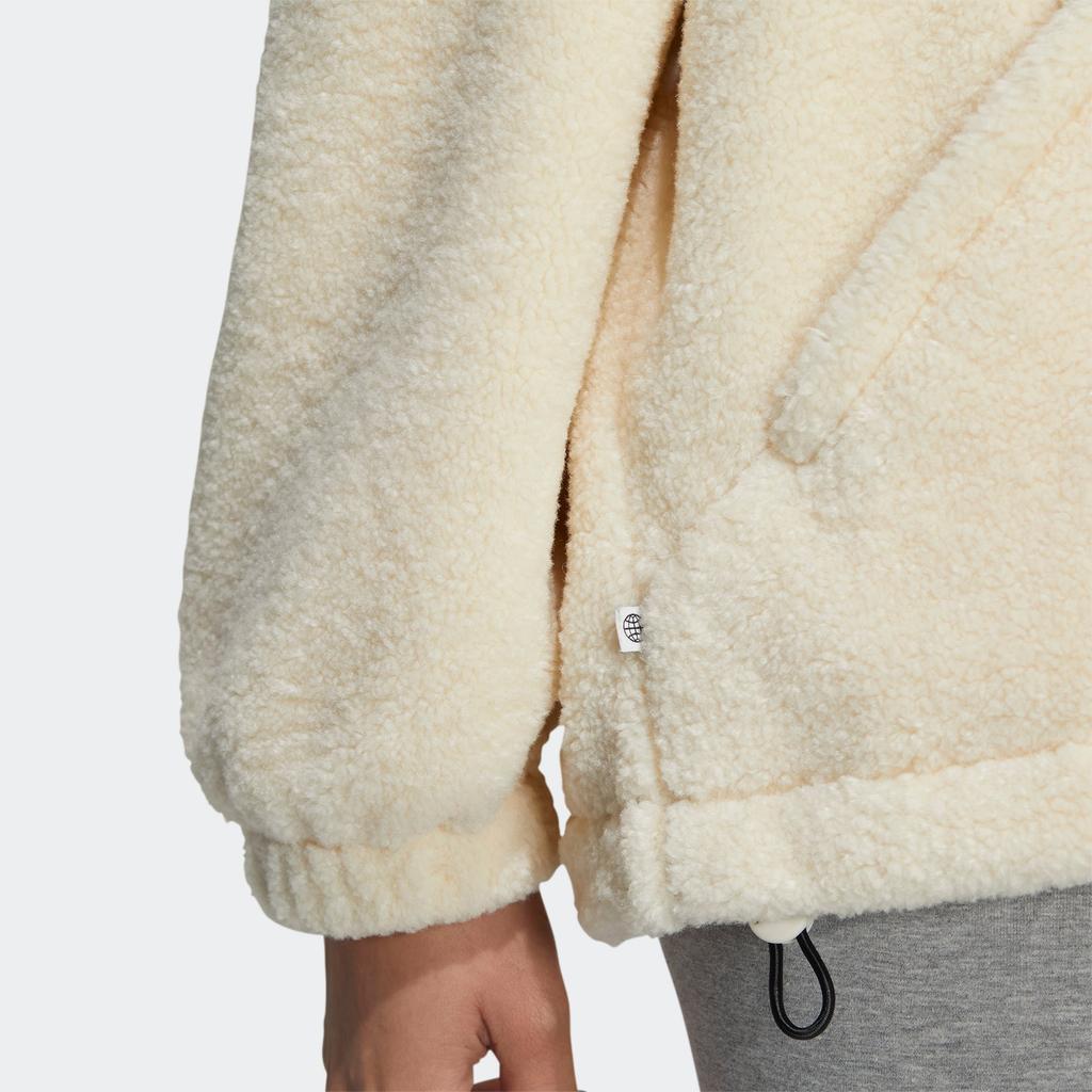 Adidas Originals Short Sherpa Jacket With Contrast Panel Design And Stand Collar Women Outerwear Multicolor HR3455