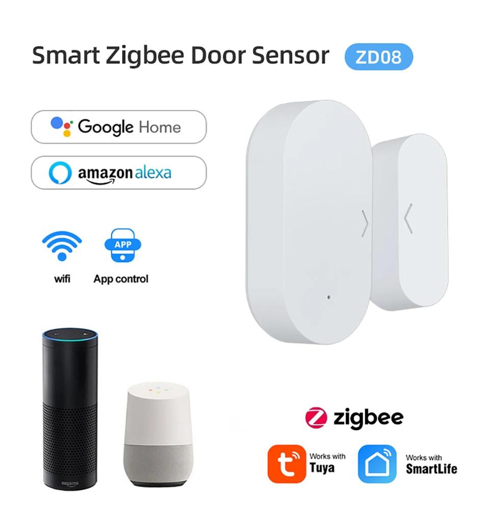 Tuya Zigbee Дверной и оконный магнитный датчик Беспроводное подключение Умный дом Беспроводные дверные детекторы Дверная магнитная автоматизация