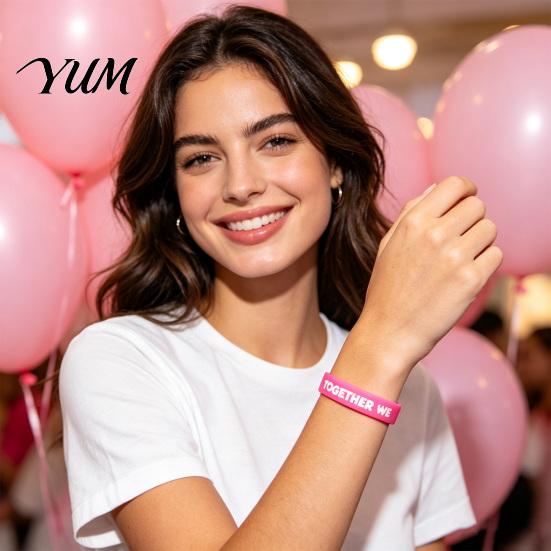 Breast Health Awareness Accessories 6 Pcs Cancer Bracelets for Women, Pink Ribbon Encouragement Bracelet Women Silicone Wristbands, Hope Faith