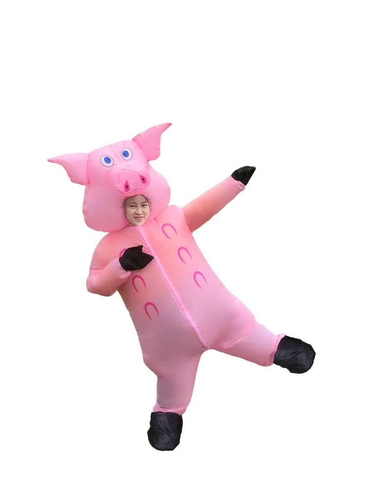 DAIFUQIHUA Inflatable Pig Costume Full Battery or USB Includes Fan and School Cultural Christmas Set, Body, Air-Filled, Durable, Waterproof,