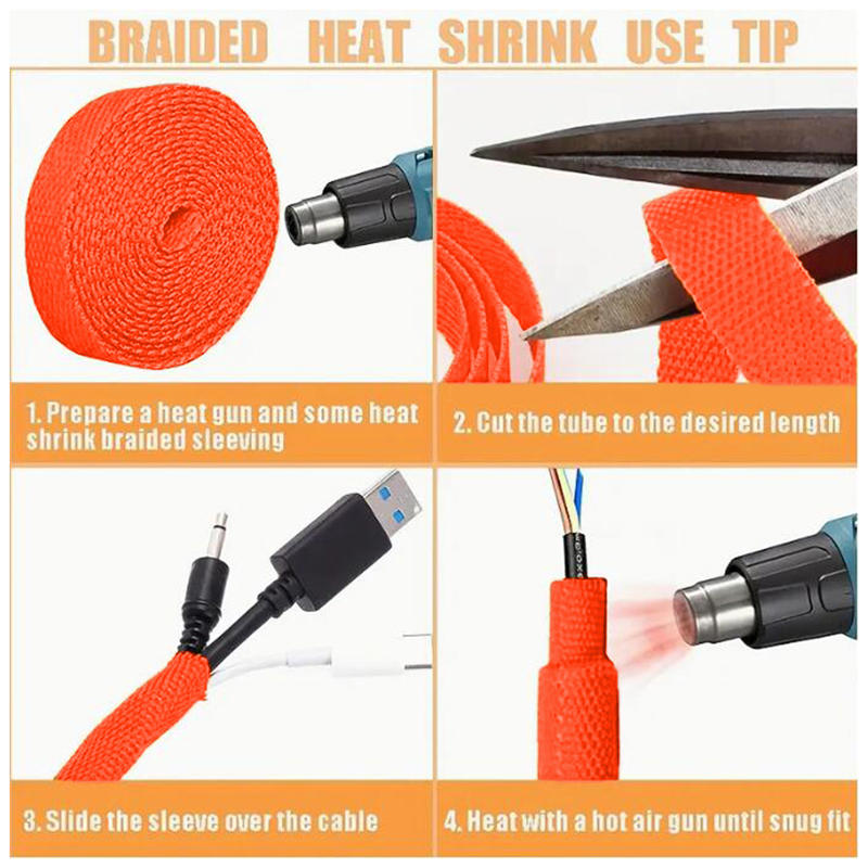 Wear-Resistant Cord Protector Wire Harness Shrinkable Braided Cable Management Sleeve Anti-Slip Protective Wrap