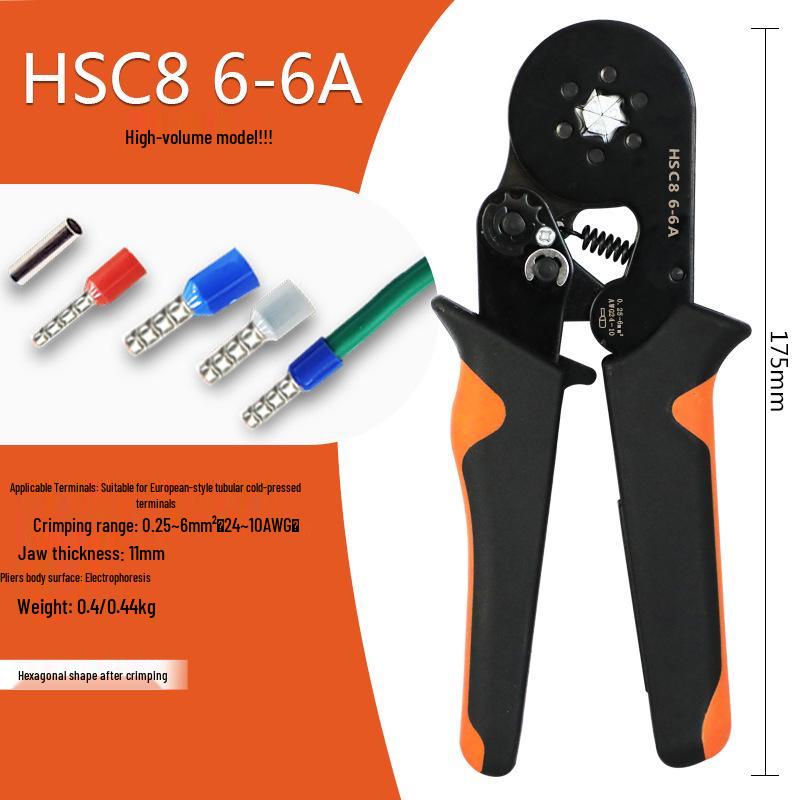 Hexagonal Mini Ratchet Crimping Pliers Set HSC8 6-6 for European Terminals