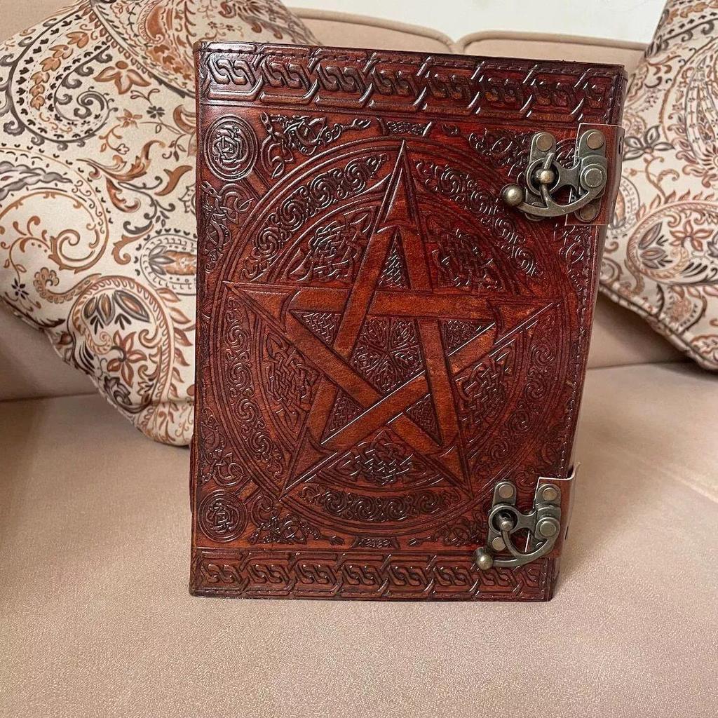 Handmade 600 Pages Leather Journal, Pentagram Embossed Journal