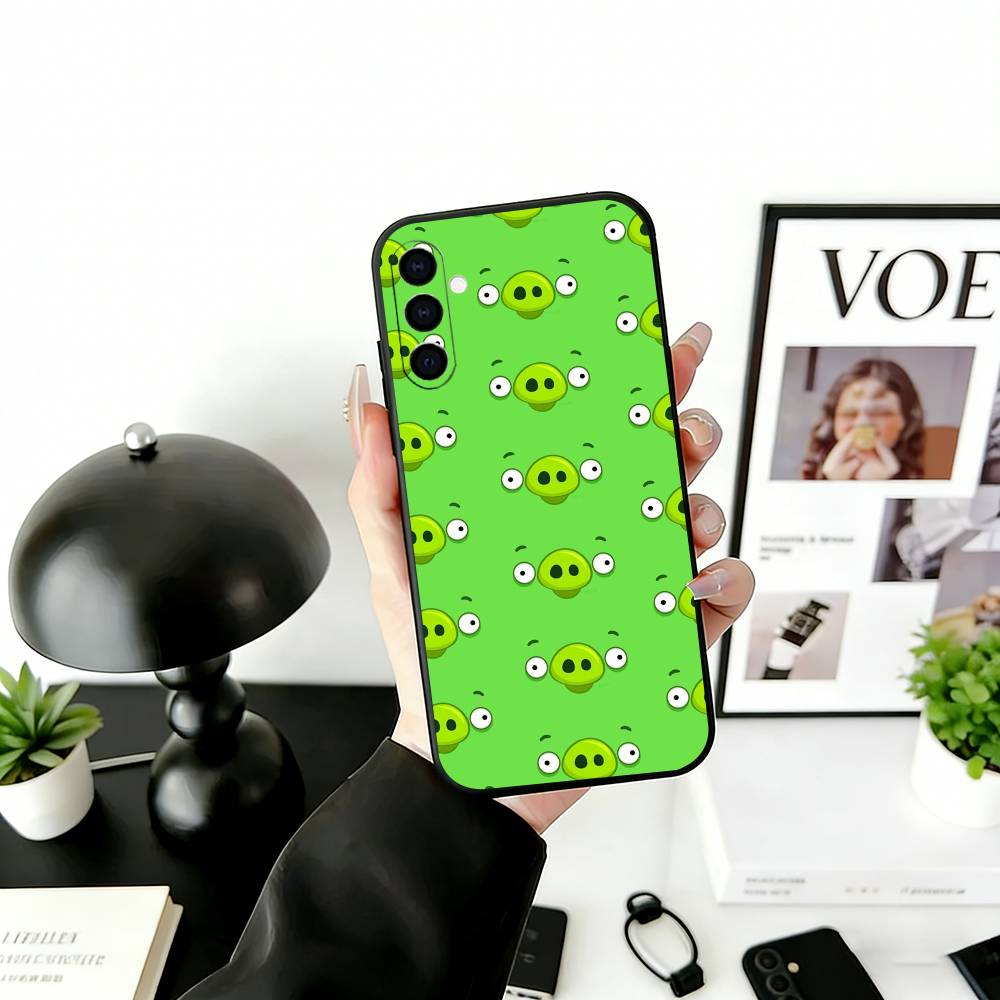 Funny Cartoon A-Angry B-Birds Phone Case Black Silicone Soft For Samsung Galaxy A73,A72,A71,A70,A53,A52,A51